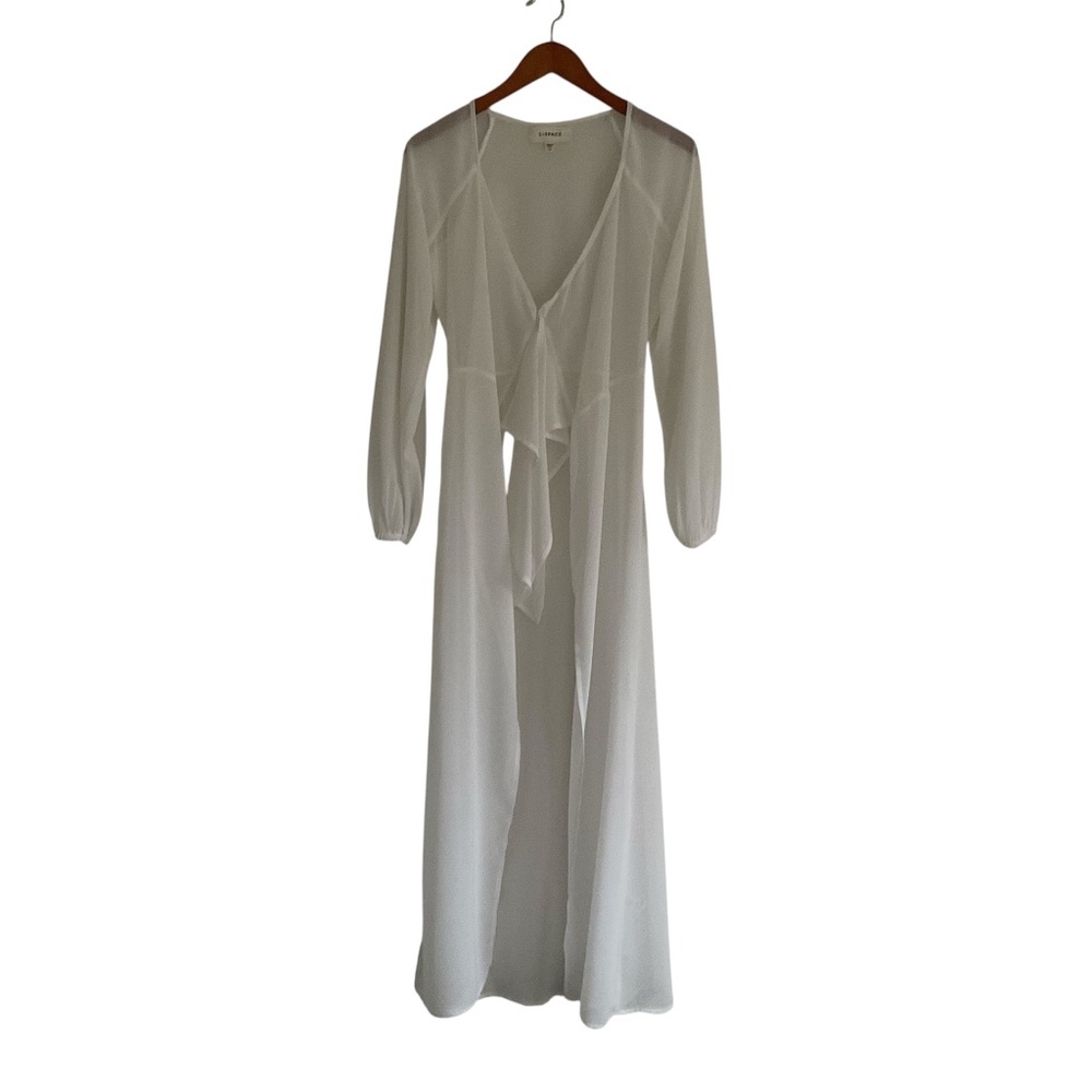 L*Space Anna Cover Up XS White Sheer Tie-Front Duster Ethereal Resort Bridal